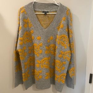 Tribal gold/yellow rose floral sweater